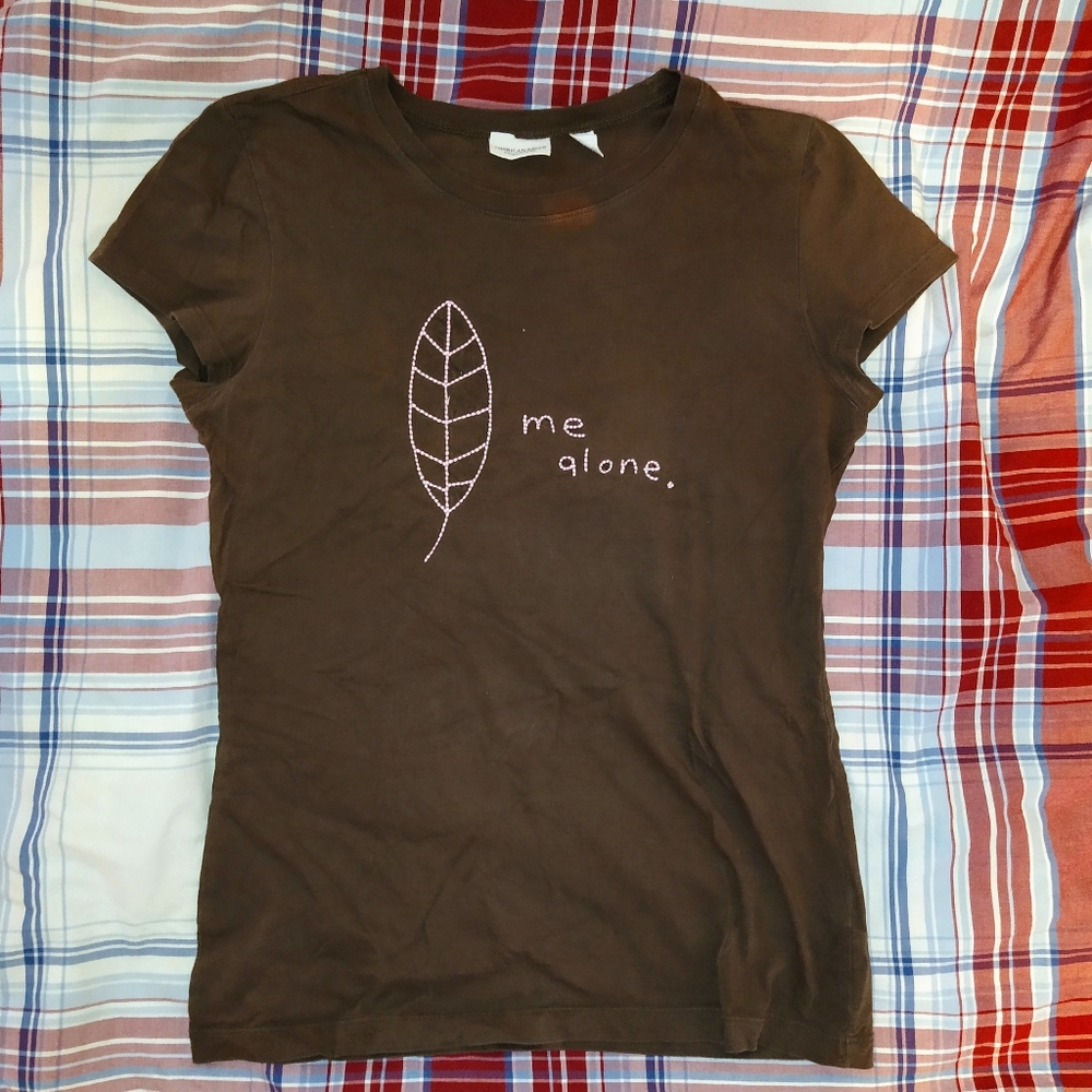 American Eagle AEO Leaf Me Alone Brown Shirt